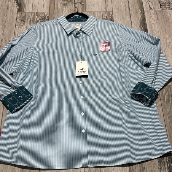Ariat Tops - Ariat Women's Blue and White Striped Button-Down Shirt